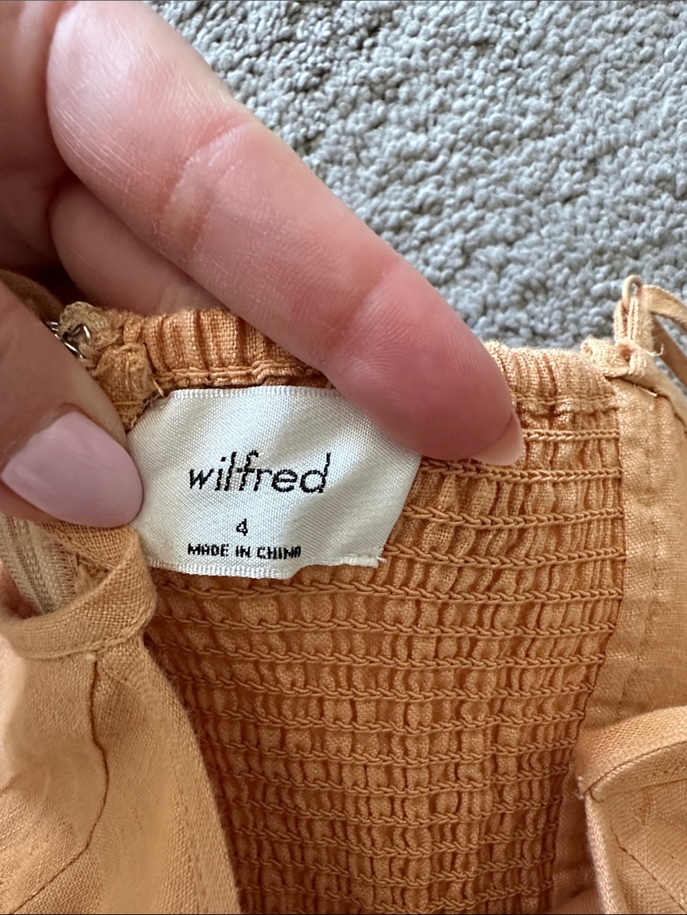 Aritzia Wilfred Linen Midi Dress in Warm Peach - Picture 4 of 5